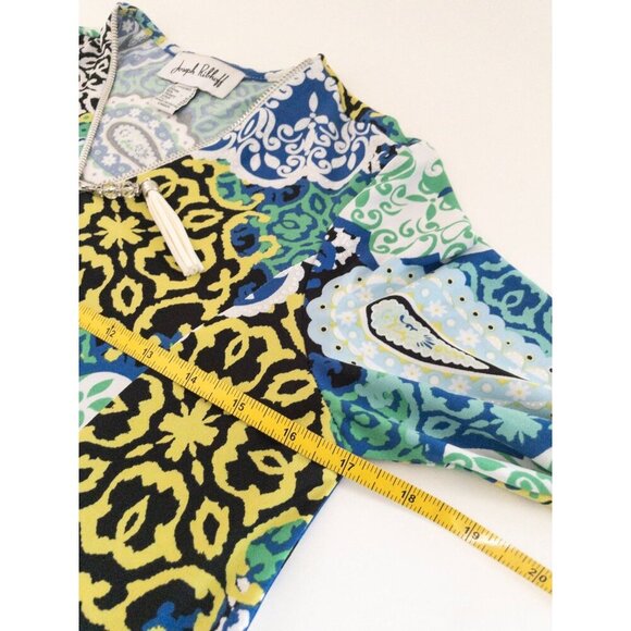 Joseph Ribkoff Paisley Multicolor 3/4 Sleeve Zip-Front A-Line Dress 2 - Picture 12 of 16